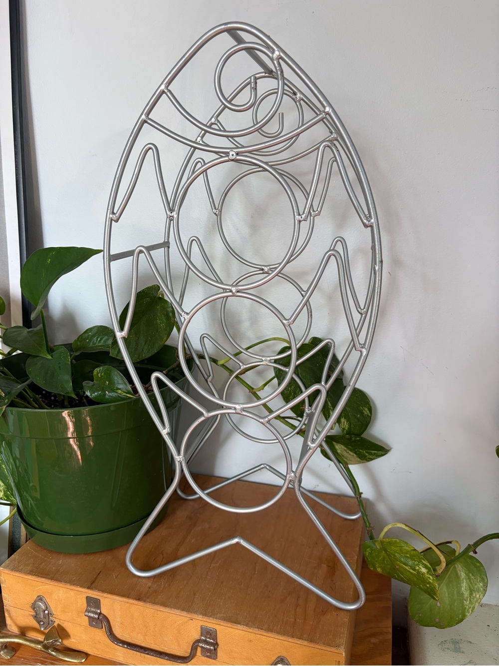 Silver Metal Wine Bottle Rack - Home Art